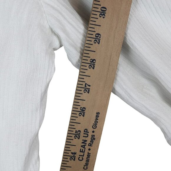 Soft Surroundings Oceo Gauze Wide Leg Pants White Wood Buttons Beachy Flowy L - Picture 7 of 10